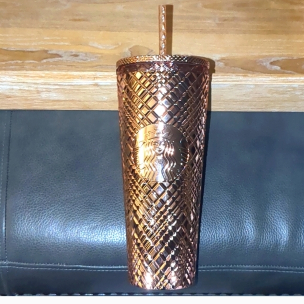 NWT 2023 Winter Holiday Jeweled Rose Gold 24oz Cold Cup Tumbler